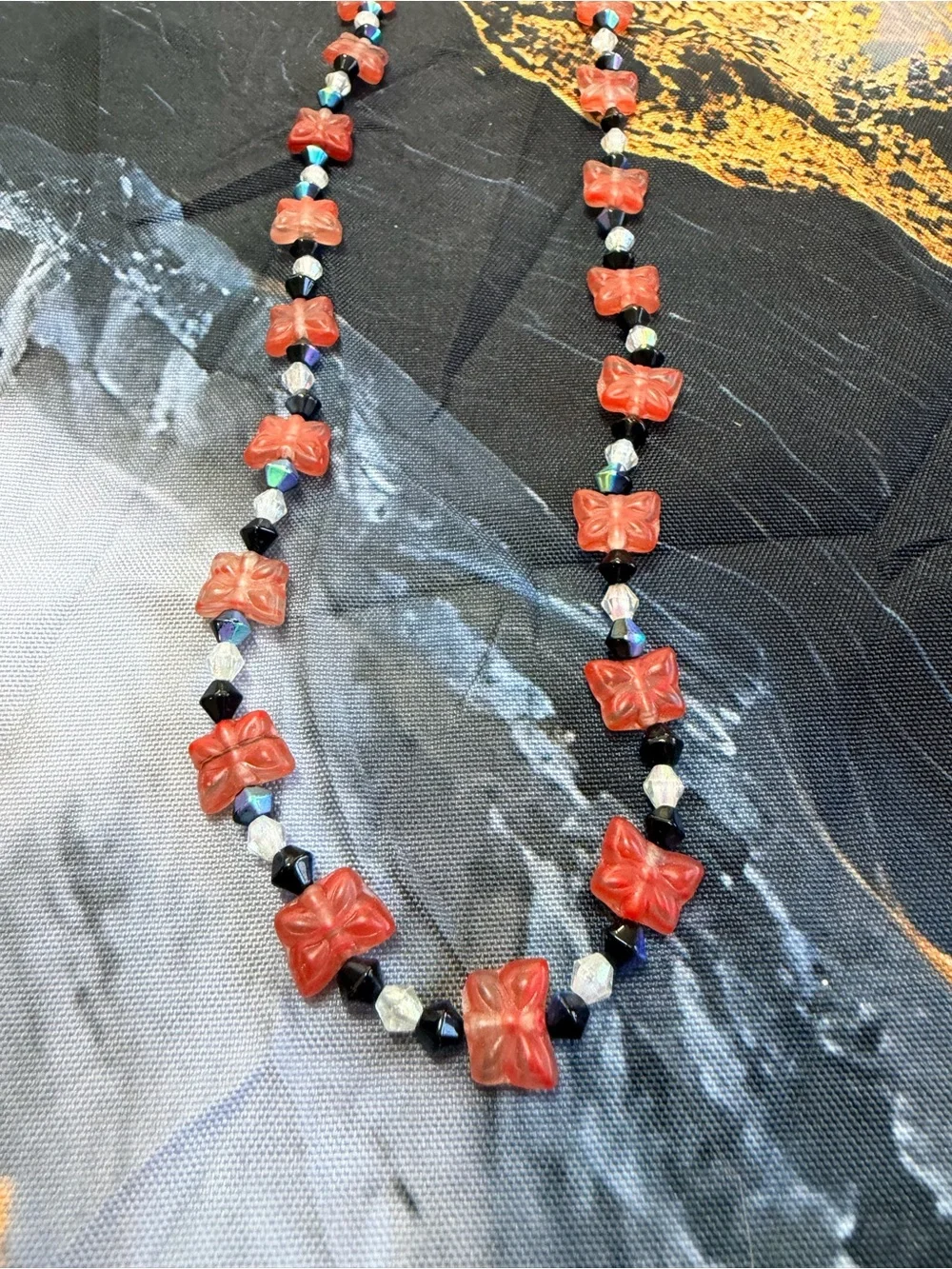 Vintage butterfly beaded necklace